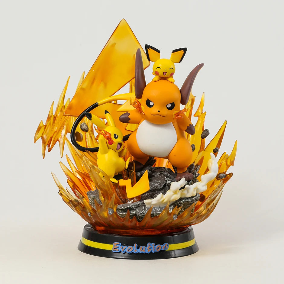 Pokemon Evolution Raichu Pikachu Pichu Light Up Statue Figure Collectible Model Toy Pokemon Evolution Raichu Pikachu Pichu Light Up Statue Figure Collectible Model Toy
